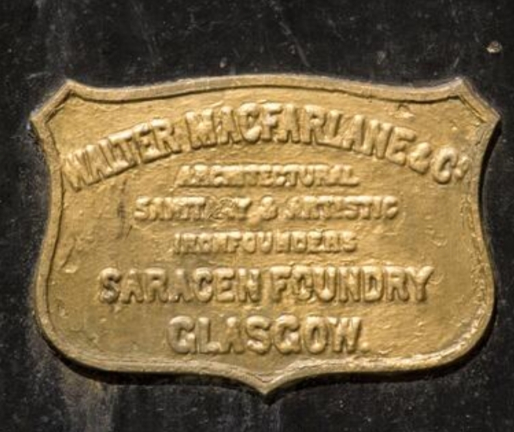 Walter MacFarlane & Co plaque from the fountain in Alexandra Park